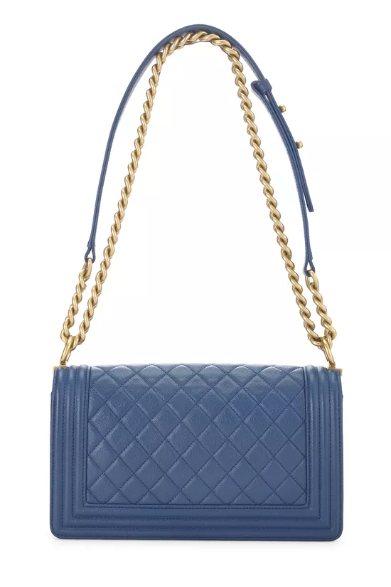 Blue Quilted Caviar Boy Bag Medium, , large image number 3