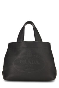 Black Perforated Patent Leather Vertical Bucket Tote