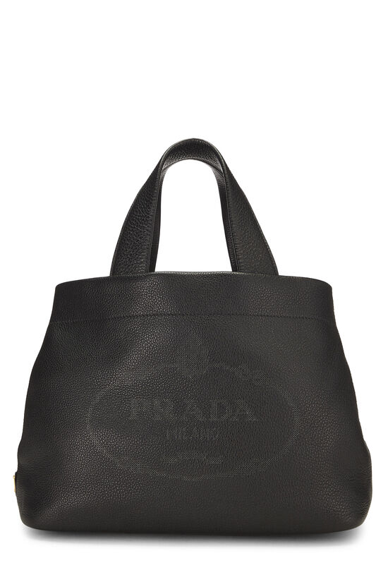 Prada Black Leather Perforated Logo Handbag QNB3SIABKB000