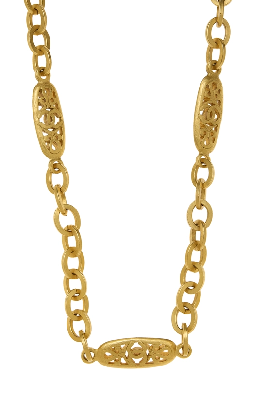 Gold 'CC' Necklace, , large image number 1