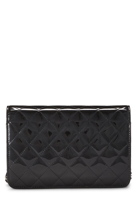 Black Quilted Patent Leather Wallet on Chain (WOC)