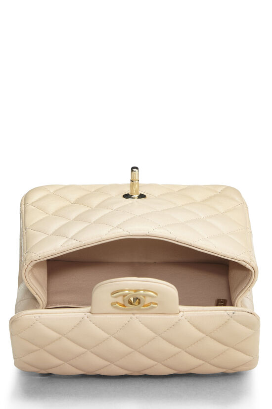 Beige Quilted Lambskin Classic Square Flap Mini, , large image number 6