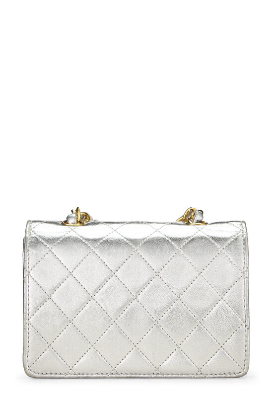 Chanel Metallic Silver Lambskin Half Flap Micro Q6B0271IV8002 | WGACA 