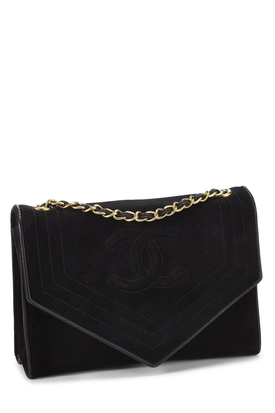 Black Suede Tri-Border Envelope Flap Small, , large image number 1