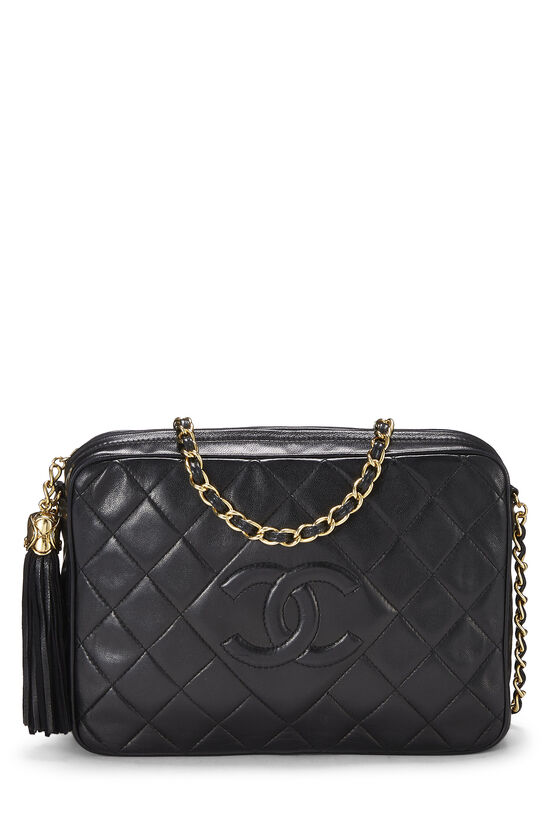 CHANEL CC Embroidered Patent Quilted Chain Clutch Bag Black/Gold