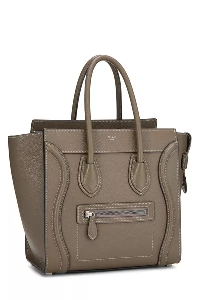 Grey Drummed Calfskin Luggage Micro, , large