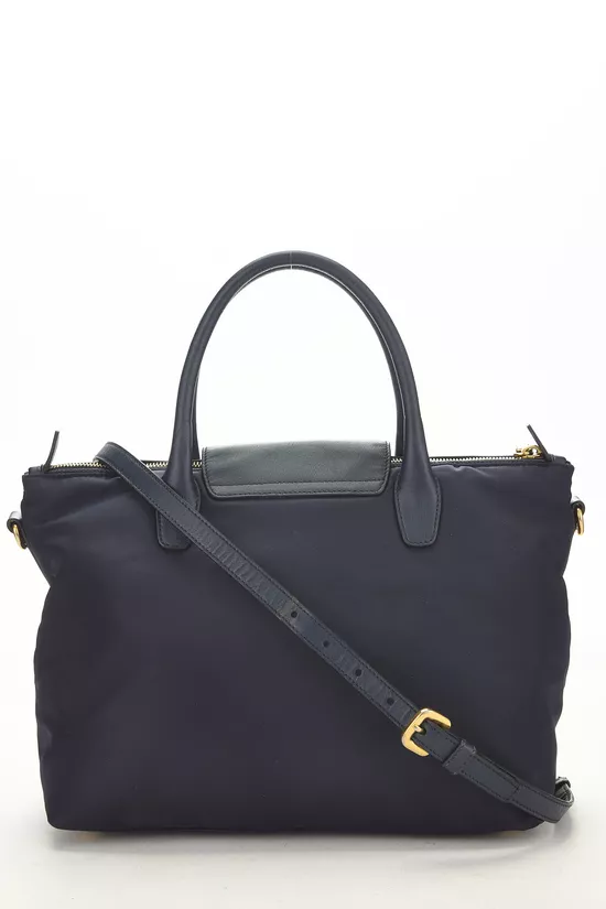Navy Tessuto Nylon Convertible Handbag, , large image number 3