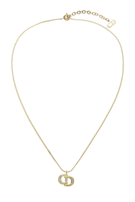 Gold & Crystal 'CD' Necklace, , large image number 0