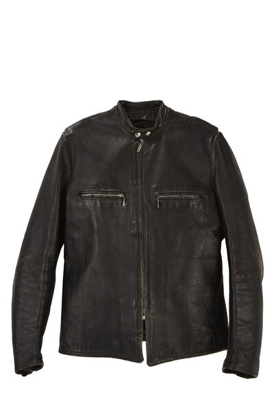 Black Leather Brooks Racing Jacket