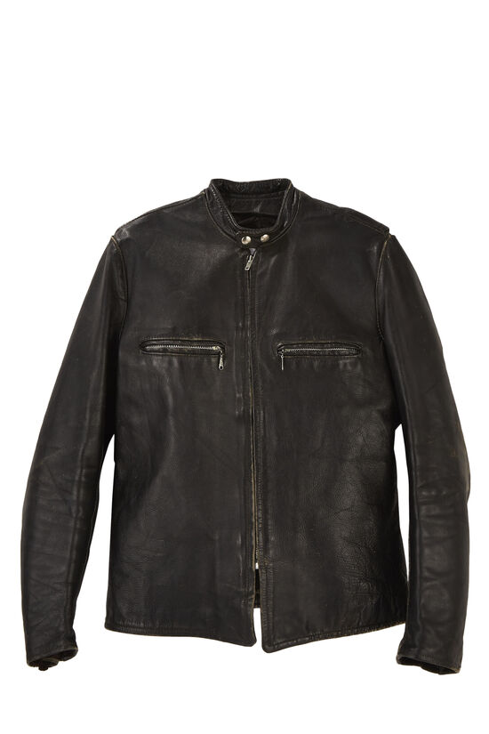 Black Leather Brooks Racing Jacket, , large image number 0