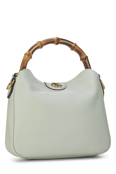 Green Leather Diana Bamboo Shoulder Bag Small, , large