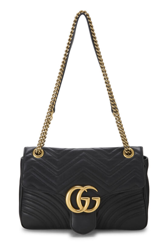 Black Leather GG Marmont Matelass&eacute; Shoulder Bag Small, , large image number 0