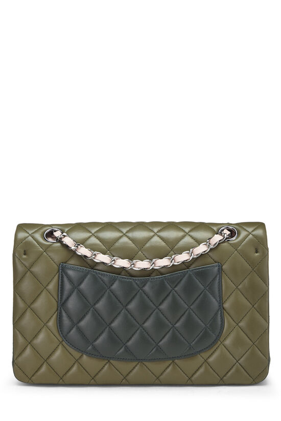 Chanel Green Quilted Lambskin Classic Double Flap Small Rainbow