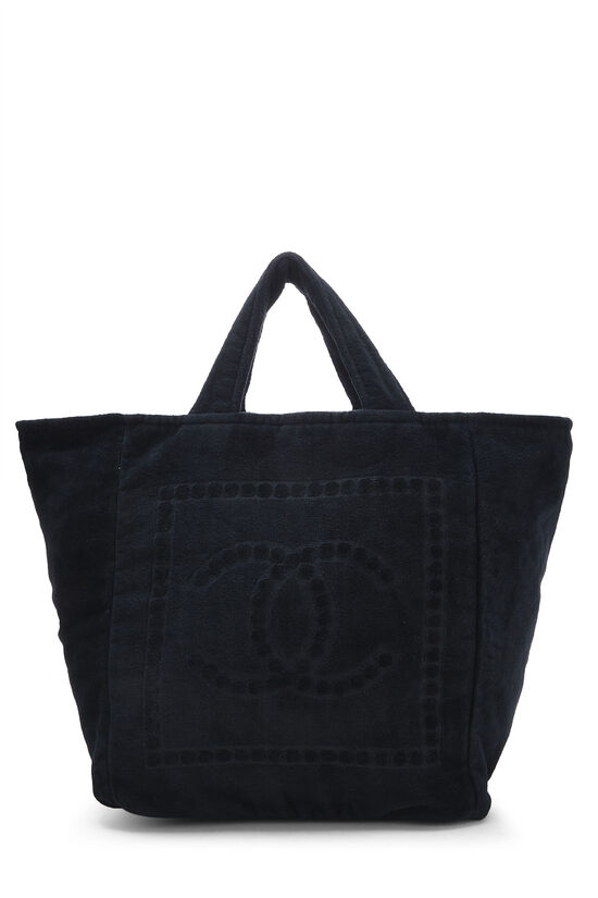 Black Terry Cloth 'CC' Tote Medium, , large image number 0