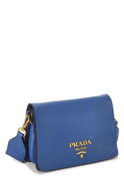 Prada Blue Vitello Daino Dual Strap Handbag Crossbody — photo 2