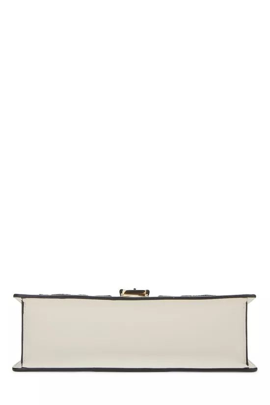 White Floral Embroidered Leather Sylvie Shoulder Bag Small, , large image number 4