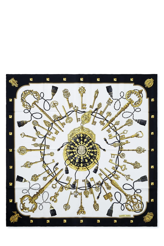 Black & Multicolor 'Les Cl&eacute;s' Silk Scarf 90, , large image number 0