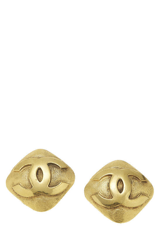 Gold Textured 'CC' Earrings, , large image number 1