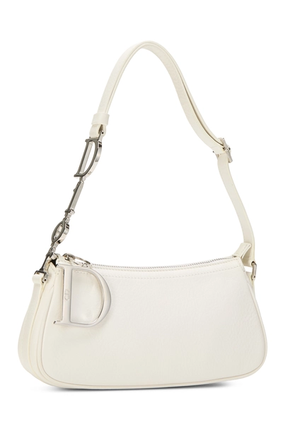 White Leather Charms Shoulder Bag, , large