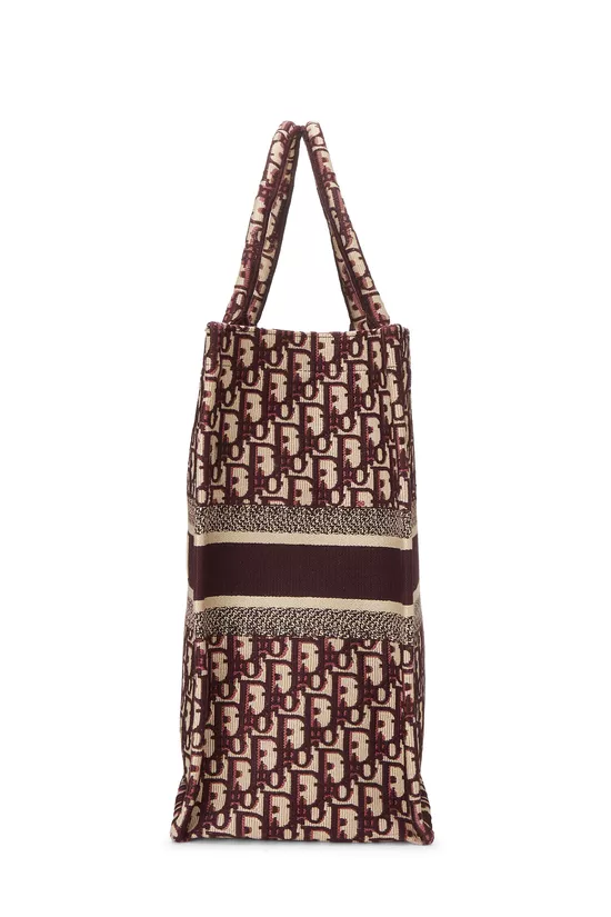 Burgundy Embroidered Trotter Canvas Book Tote Large, , large image number 2