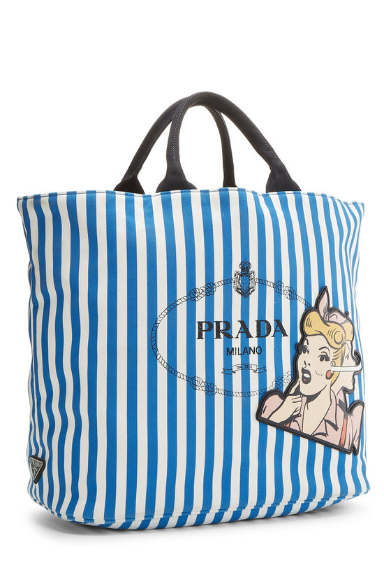 Blue & White Comic Canvas Tote, , large image number 1