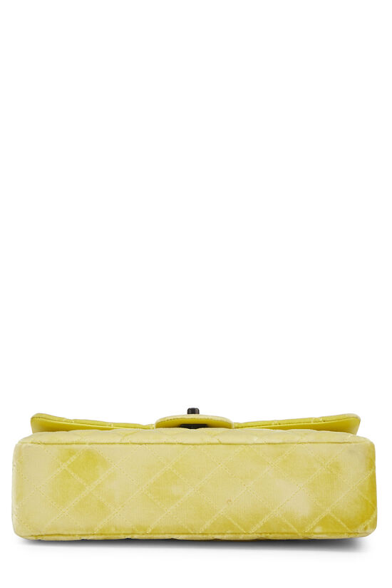 Chanel - Yellow Quilted Velvet Classic Double Flap Medium