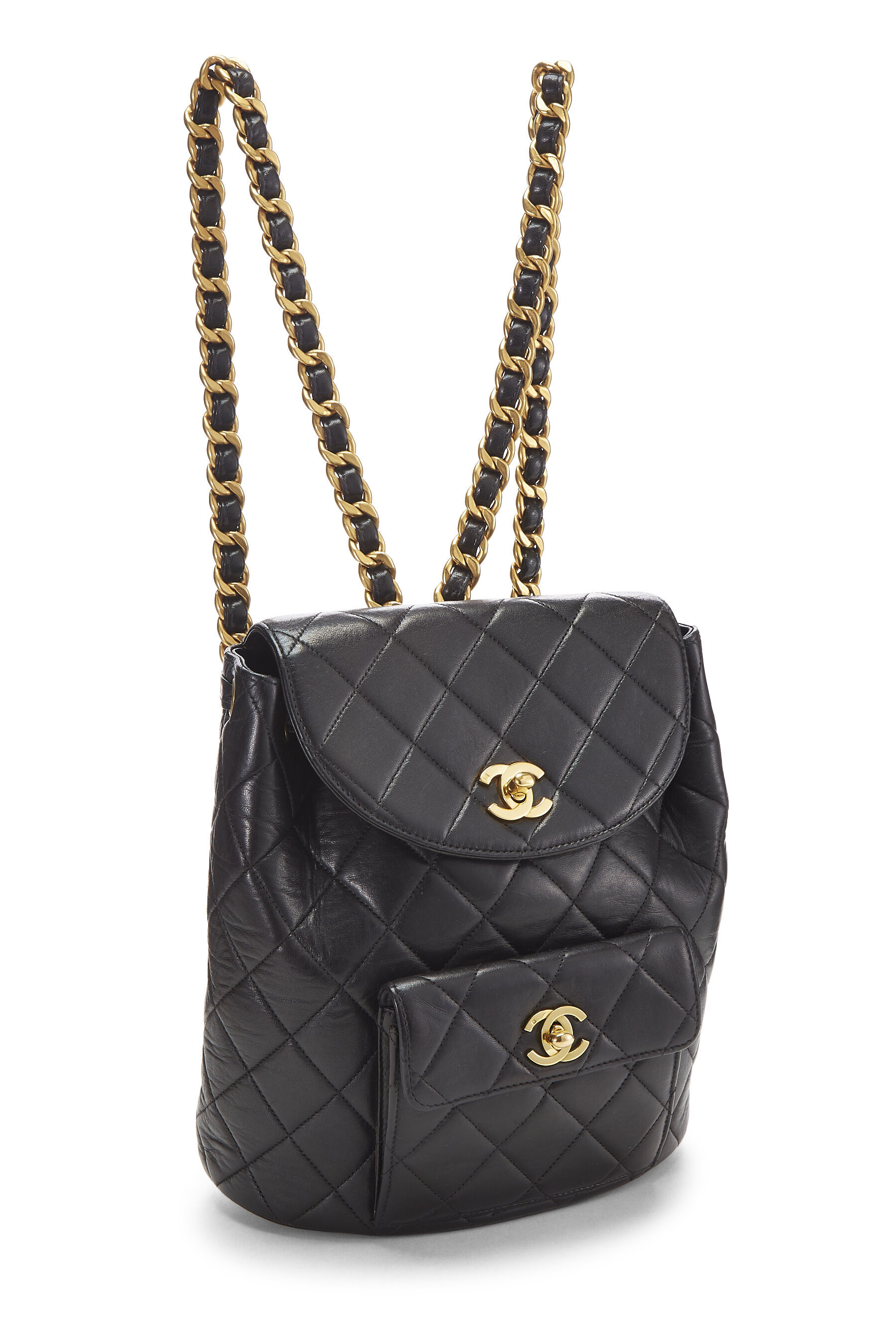 Chanel Black Quilted Lambskin 'CC' Classic Backpack Medium ...