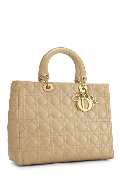 Beige Cannage Lambskin Lady Dior Large