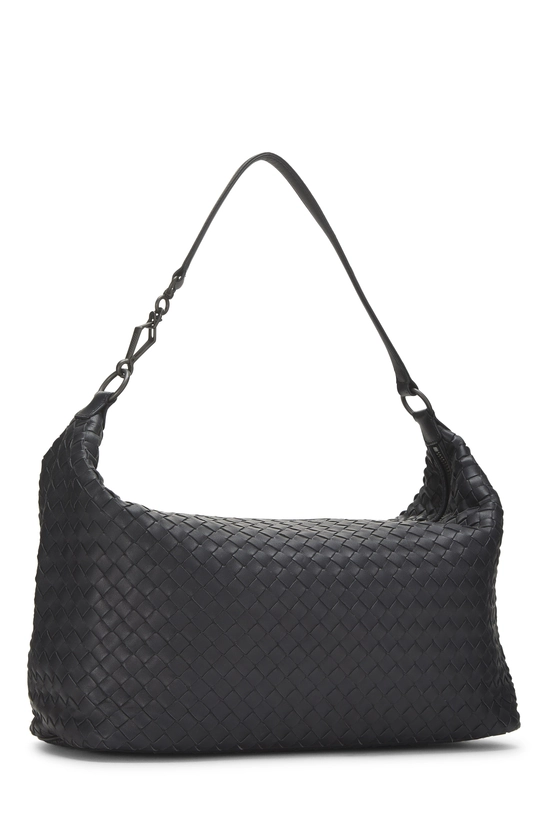 Navy Intrecciato Leather Shoulder Bag, , large image number 1