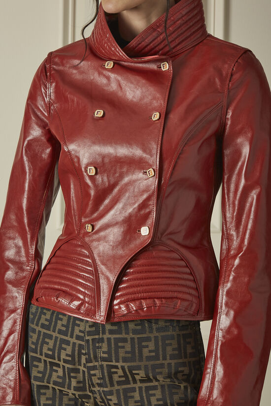 Red Goat Leather Moto Jacket, , large image number 2