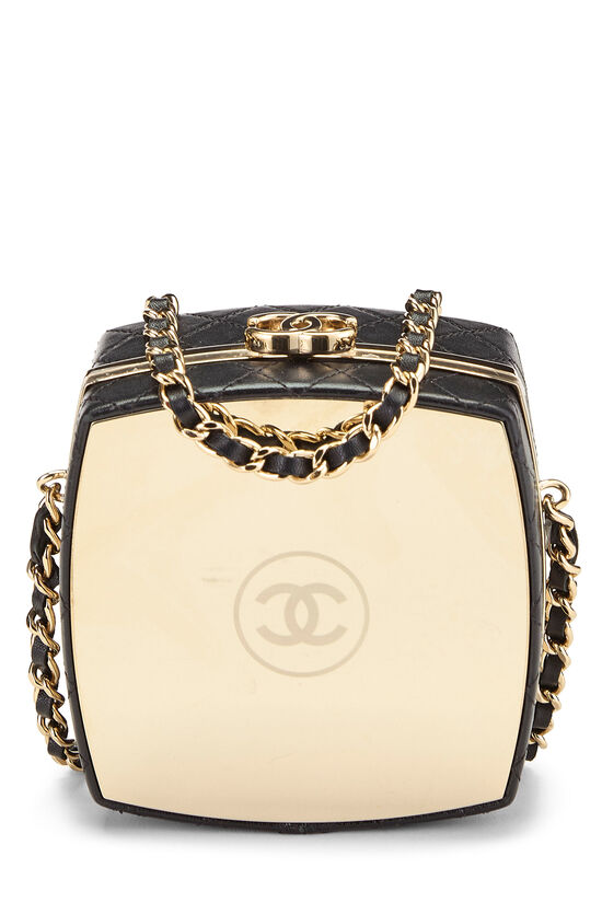 Black Lambskin Powder Case Clutch On Chain, , large image number 0