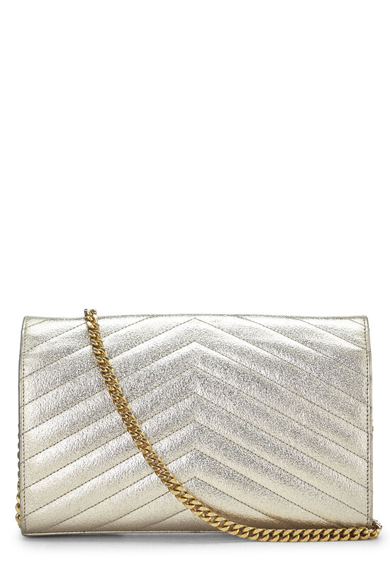 Gold Grained Calfskin Envelope Wallet On Chain (WOC), , large image number 3