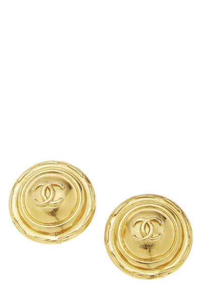 Gold Engraved 'CC' Round Earrings