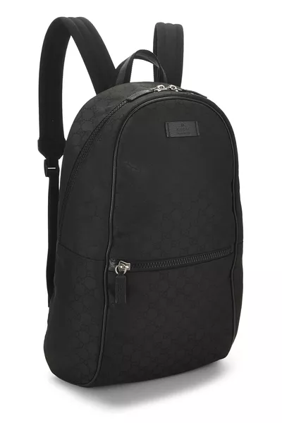 Black GG Nylon Slim Backpack, , large