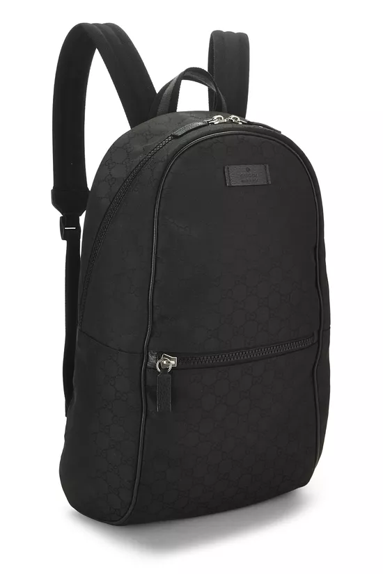 Black GG Nylon Slim Backpack, , large image number 1