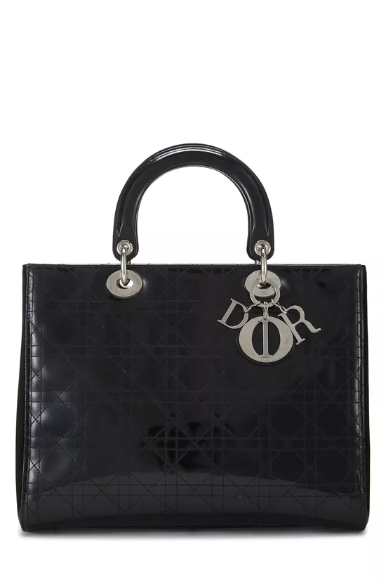 Black Cannage Patent Leather Lady Dior Large, , large image number 0