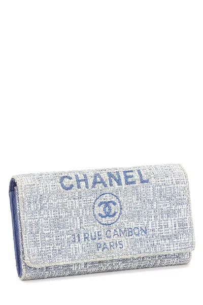 Blue Tweed Deauville Wallet, , large