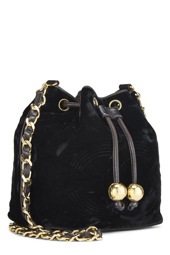 Chanel Black Velvet Bucket Bag Small - What Goes Around Comes Around