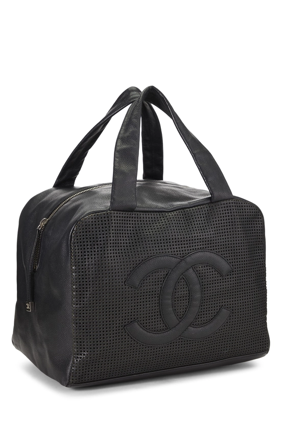 Black Perforated Leather Bowler Small, , large image number 1