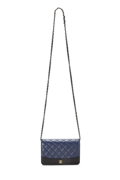 Navy Quilted Lambskin Gabrielle Wallet on Chain (WOC), , large