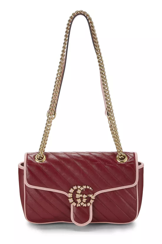Red Leather Torchon GG Marmont Shoulder Bag Small, , large image number 0