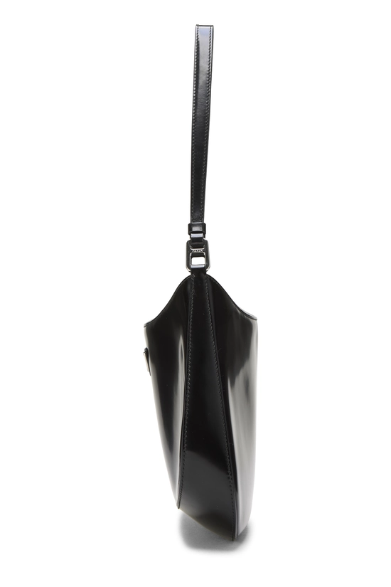 Black Spazzolato Leather Cleo Shoulder Bag, , large image number 2