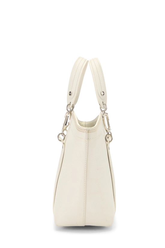 White Leather Frame Satchel Handbag, , large image number 2