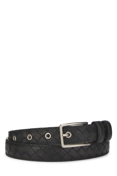 Black Intrecciato Leather Belt 90