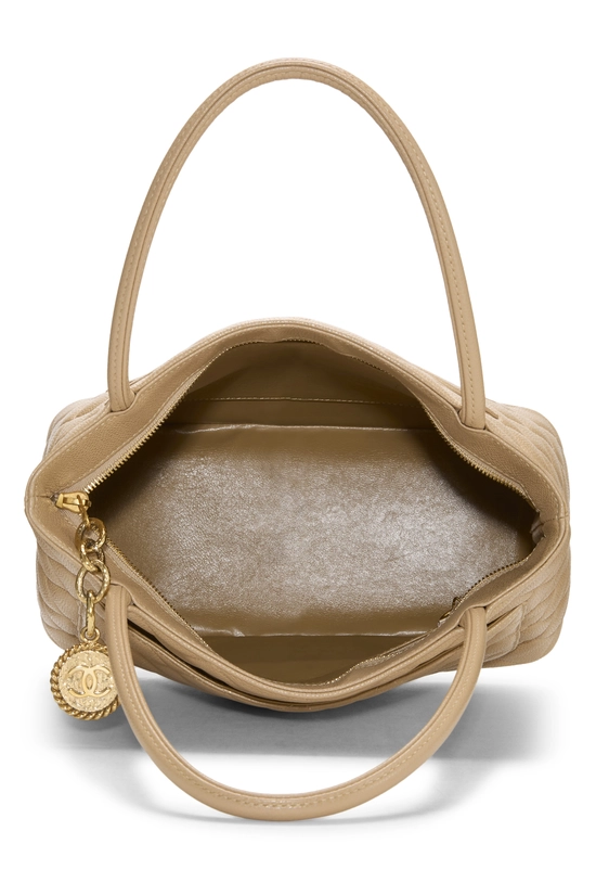 Beige Quilted Caviar Medallion Tote, , large image number 5