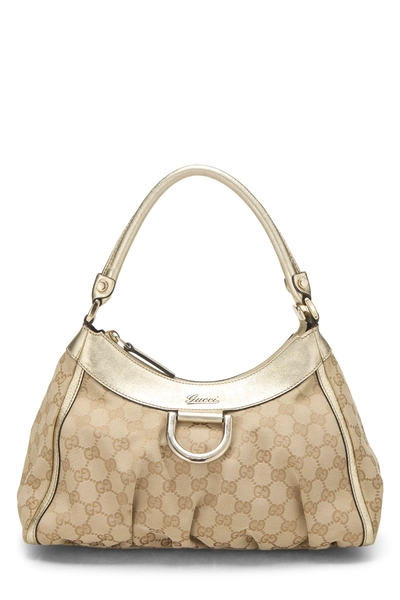 Gold Original GG Canvas D-Ring Abbey Shoulder Bag Small