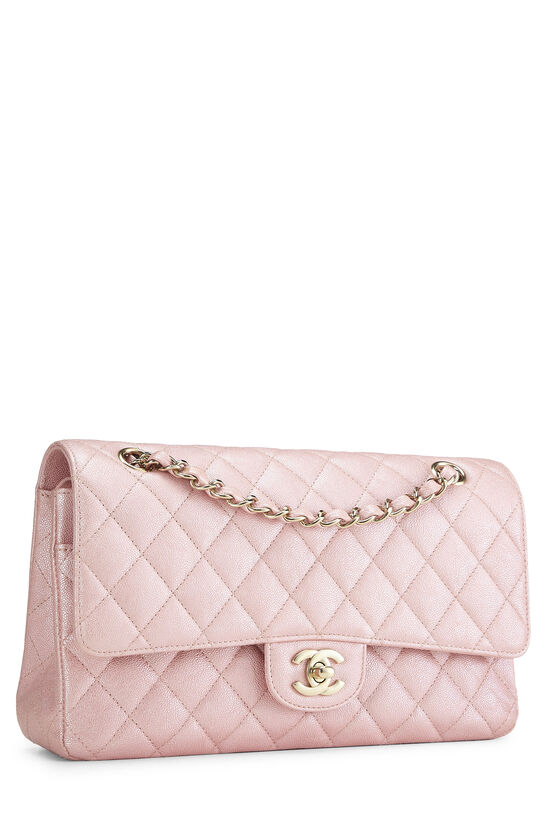 Iridescent Pink Quilted Caviar Classic Double Flap Medium, , large image number 1