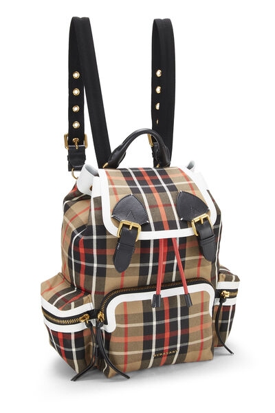 Multicolor Check Canvas Rucksack Backpack, , large
