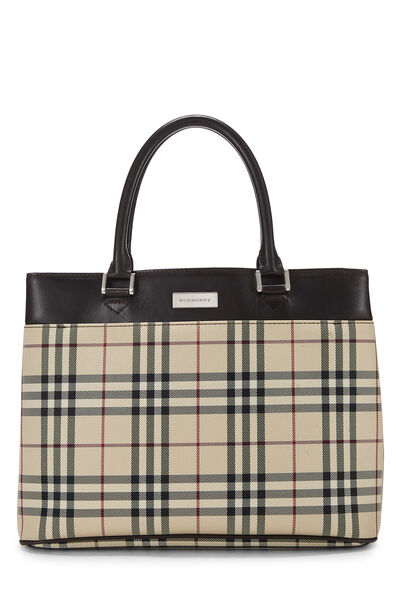 Brown Nylon House Check Handbag Medium