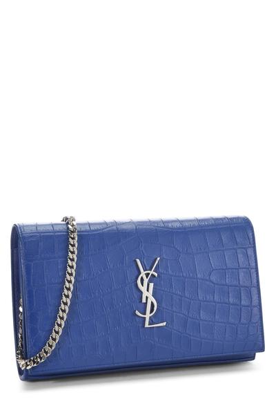 YSL Blue Embossed Leather Monogram Wallet On Chain (WOC) — photo 2